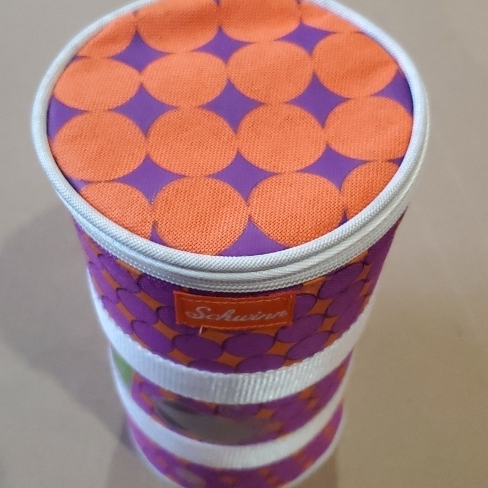 Schwinn cycling Bike Bag purple & orange tube shape with Kitty - Picture 2 of 11